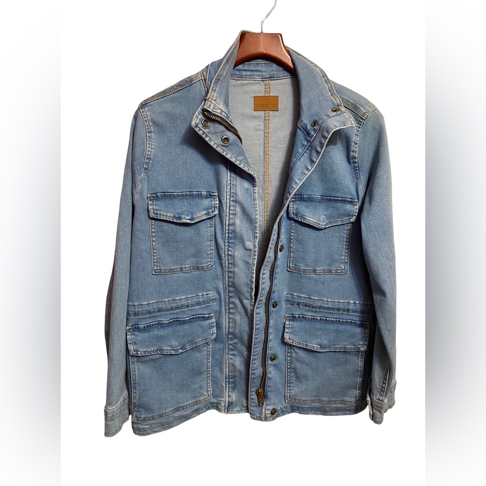 Judy Blue Womens Small Denim “Won’t Lose My Way” Utility Jacket Drawstring Waist